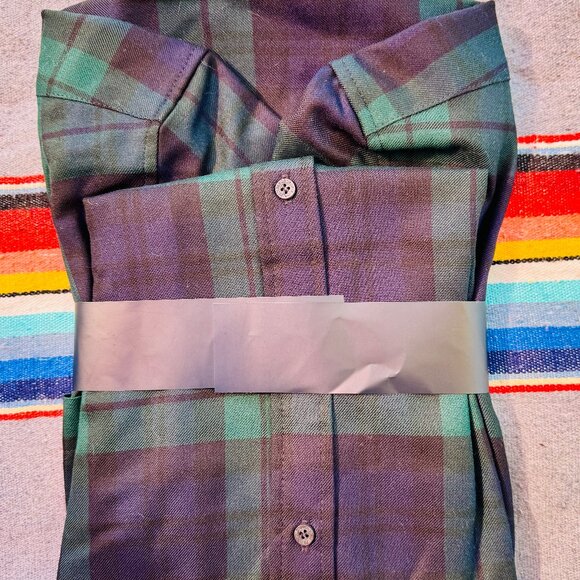 NWT Pendleton Mens Limited USA Plaid Merino Wool Lodge Shirt Large Black Watch - Picture 8 of 8